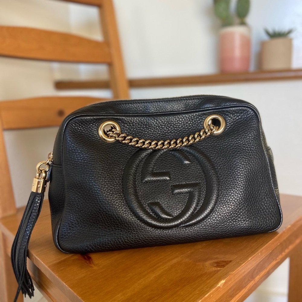 Gucci Soho Chain Leather Black Calfskin Shoulder Bag